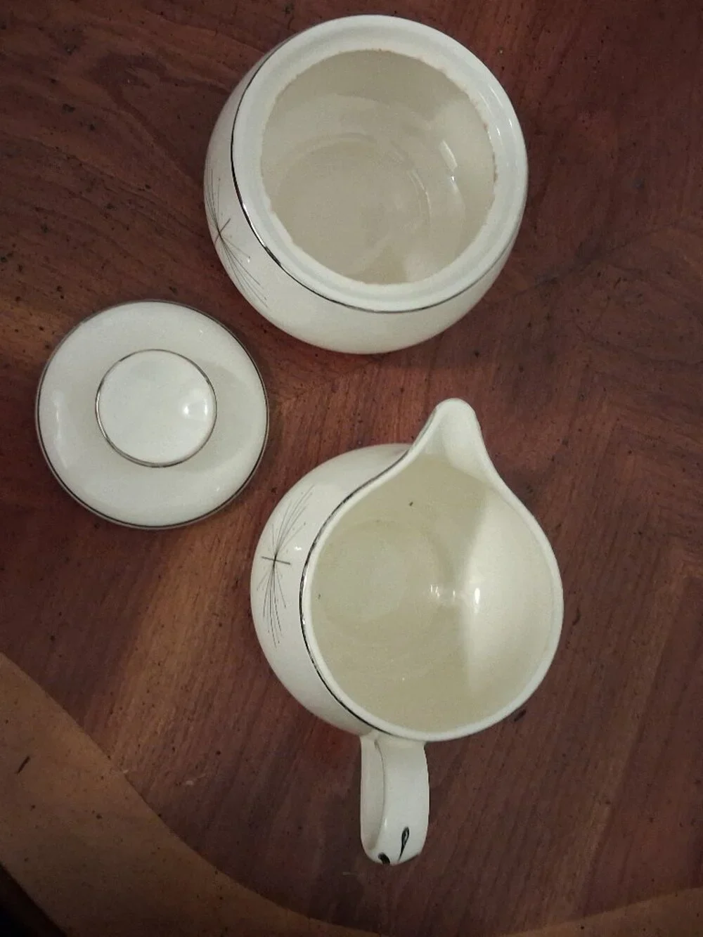 Vintage MCM Atomic Starburst Homer Laughlin Modern Star Sugar & Creamer Set EUC